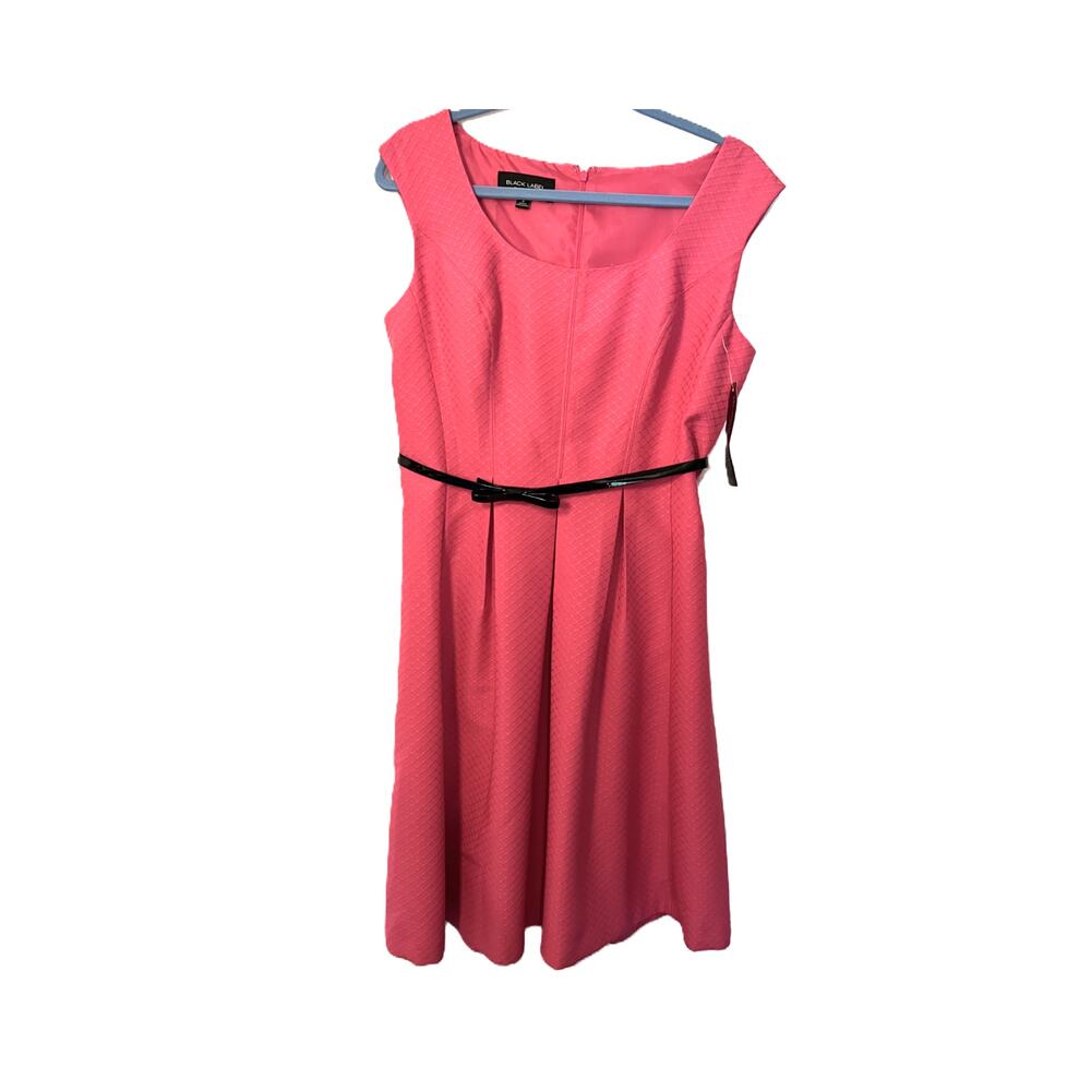 Evan Picone Dress Womens Size 8 Pink Sleeveless Belted Midi Career Back Zip NWT